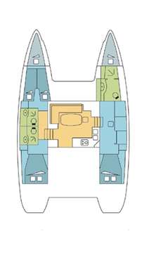 Plan catamaran Lagoon 400S2 version propriétaire
